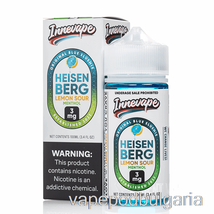 Vape 10000 Дръпки Heisenberg Lemon Sour Menthol - Innevape - 100ml 0mg